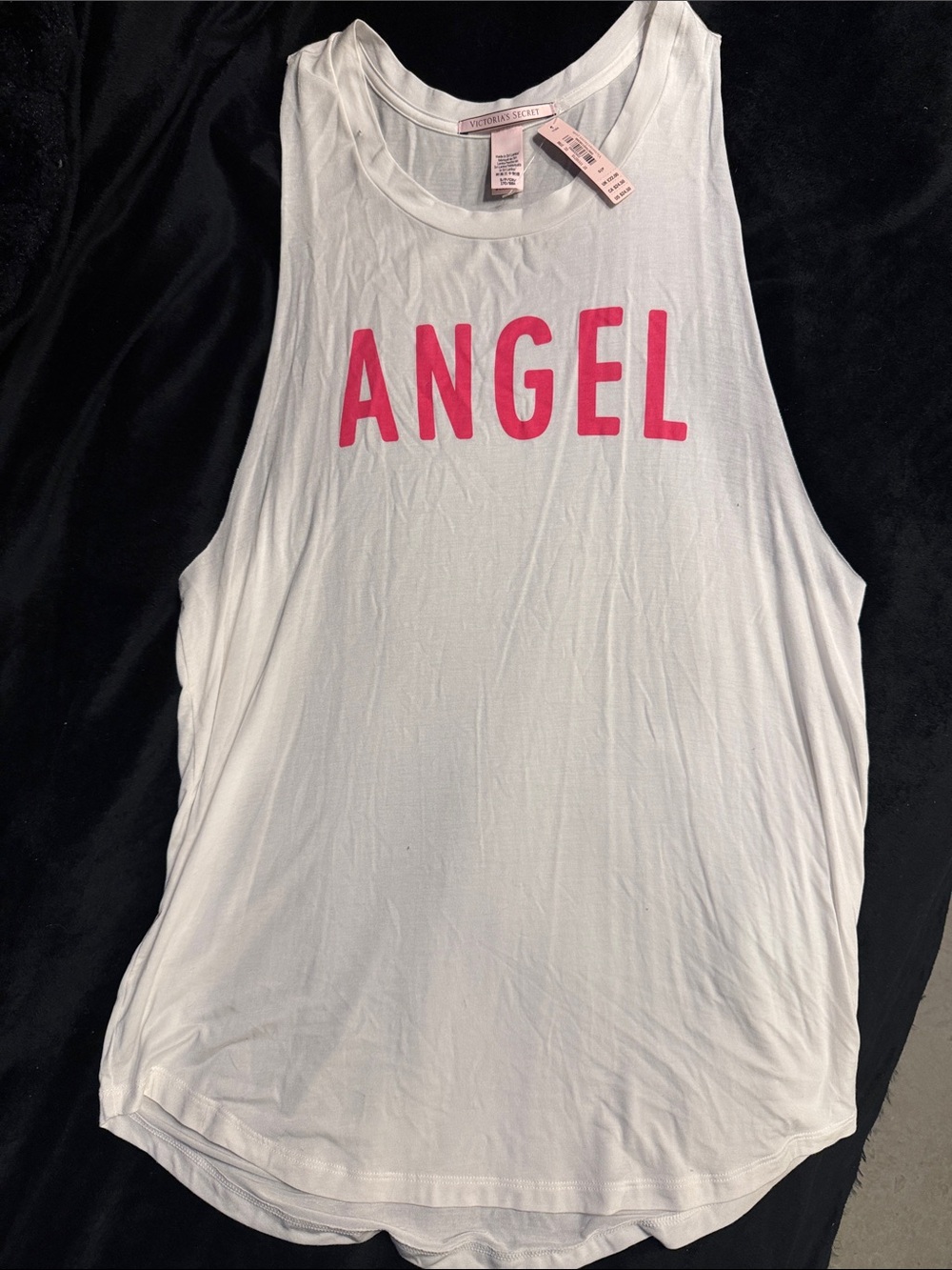 Victoria's Secret White Tank Top with Pink ANGEL Logo